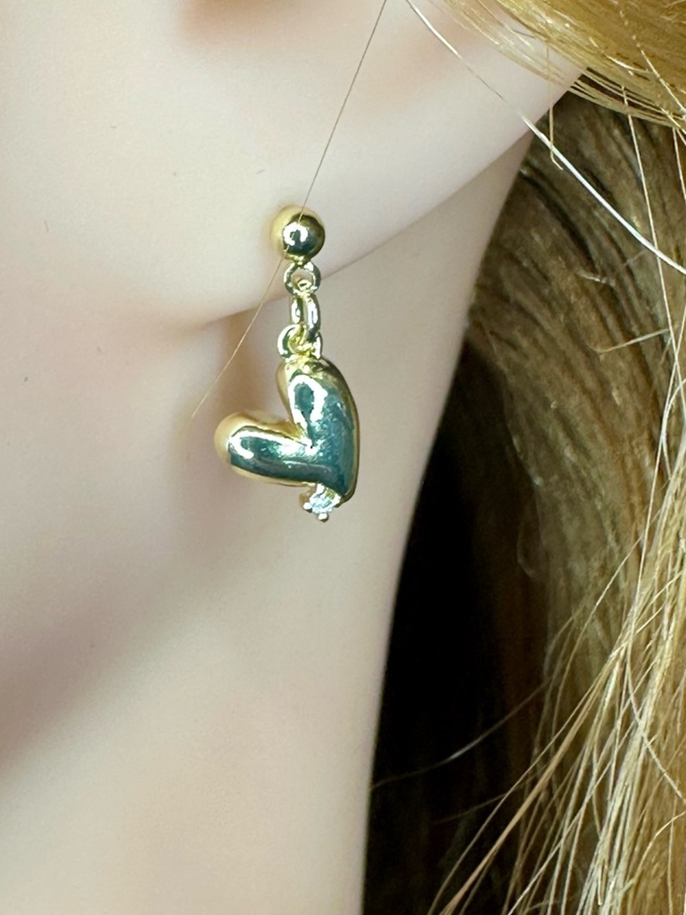 Gold Heart Dangle Earrings | Home Made with New Components